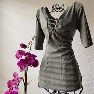 Mid Sleeve Olive Tie Top